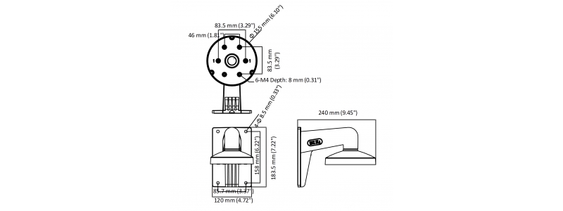 Neostar Wandhalterung für Dome- und PTZ-Kameras, Aluminium