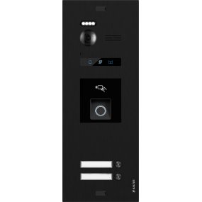 BALTER EVO-HD-BLACK-FN-2FAM Türstation in Schwarz für 2 Teilnehmer mit Fingerprintmodul und Full HD Video (1080p), 2-Draht IP-BUS Technologie (Video / Audio / Strom), 175° Weitwinkelkamera