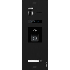 BALTER EVO-HD-BLACK-FN-1FAM Türstation in Schwarz für 1 Teilnehmer mit Fingerprintmodul und Full HD Video (1080p), 2-Draht IP-BUS Technologie (Video / Audio / Strom), 175° Weitwinkelkamera