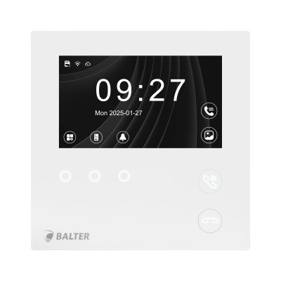 BALTER EVO MINI 4.3" WIFI Videostation, LCD-Farb-Bildschirm, microSD, Sensortasten, 2-Draht IP-BUS, Plaxiglas, Interkom, Weiß